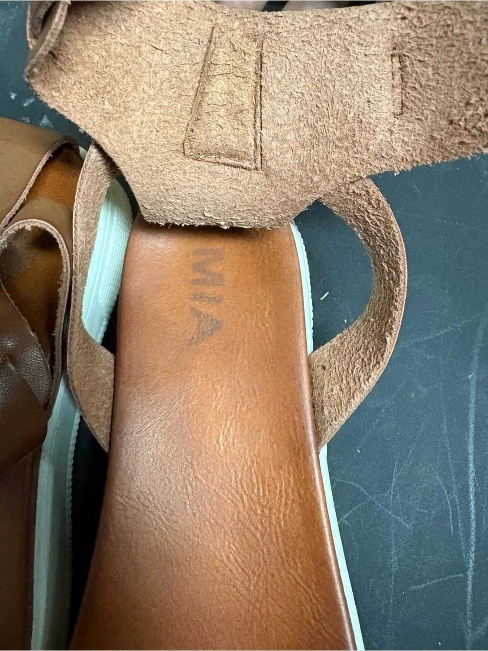 Mia Brown Leather Ankle-Strap Sandals